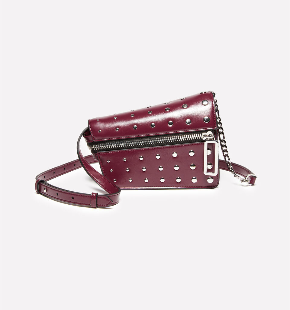 Borsetta asimmetrica bordeaux con borchie - null - Bordeaux | Sisley image number 1